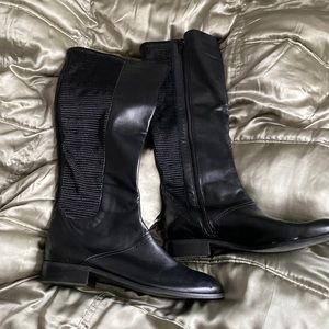 Vaneli Black Leather Stretch Tall Boots